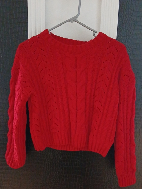 Pink Rose Other - Pink Rose Red Cable-Knit Crewneck Sweater